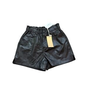 NWT Weekend S Black Faux Leather High Waisted Paperboy Shorts